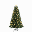 vidaXL Műfenyő gömbökkel 120 cm 150 LED Meleg fehér PVC és fém Zöld