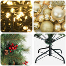 vidaXL Műkarácsonyfa gömbbel 150 cm 150 LED Meleg fehér PVC és fém