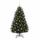 vidaXL Sötétzöld műkarácsonyfa gömbökkel 120 cm 150 LED Meleg fehér