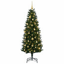 vidaXL Műfenyő gömbökkel 120 cm 150 LED Meleg fehér PE és PVC Green