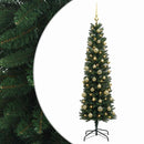 vidaXL Karcsú műkarácsonyfa gömbökkel 150 cm 150 LED Meleg fehér
