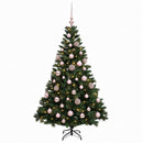 vidaXL Műfenyő gömbökkel 150 cm 150 LED Meleg fehér PVC és fém Zöld