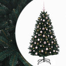 vidaXL Sötétzöld műkarácsonyfa gömbökkel 150 cm 150 LED Meleg fehér