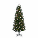 vidaXL Műfenyő gömbökkel 120 cm 150 LED Meleg fehér PE és PVC Green