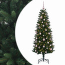 vidaXL Műfenyő gömbökkel 150 cm 150 LED Meleg fehér PE és PVC Green