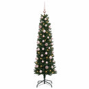 vidaXL Karcsú műkarácsonyfa gömbökkel 150 cm 150 LED Meleg fehér