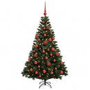 vidaXL Műfenyő gömbökkel 150 cm 150 LED Meleg fehér PVC és fém Zöld