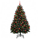 vidaXL Műkarácsonyfa gömbökkel, zöld 120 cm 150 LED Meleg fehér