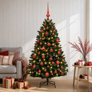 vidaXL Sötétzöld műkarácsonyfa díszgömbökkel 180 cm 300 LED