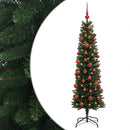 vidaXL Karcsú műkarácsonyfa gömbökkel 120 cm 150 LED Meleg fehér