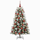 vidaXL Mű zsanéros karácsonyfa gömbökkel 150 cm 150 LED Meleg fehér