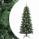 vidaXL Műkarácsonyfa gömbbel 150 cm 150 LED Meleg fehér PVC és PE Zöld