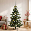 vidaXL Műkarácsonyfa gömbbel 120 cm 150 LED Meleg fehér PE és PVC Zöld