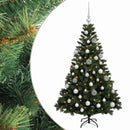 vidaXL Műfenyő gömbökkel 150 cm 150 LED Meleg fehér PVC és fém Zöld