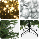 vidaXL Műkarácsonyfa gömbbel 150 cm 150 LED Meleg fehér PVC és fém