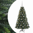 vidaXL Műfenyő gömbökkel 150 cm 150 LED Meleg fehér PVC és fém Zöld