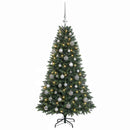 vidaXL Műfenyő gömbökkel 150 cm 150 LED Meleg fehér PVC és fém Zöld