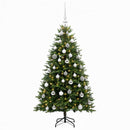 vidaXL Műfenyő gömbökkel 150 cm 150 LED Meleg fehér PVC és fém Zöld
