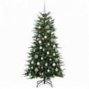 vidaXL Műkarácsonyfa gömbbel 150 cm 150 LED Meleg fehér PE és PVC Zöld