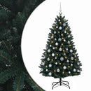 vidaXL Sötétzöld műkarácsonyfa gömbökkel 150 cm 150 LED Meleg fehér