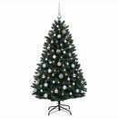 vidaXL Sötétzöld műkarácsonyfa gömbökkel 150 cm 150 LED Meleg fehér