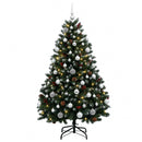 vidaXL Műfenyő gömbökkel, zöld 120 cm 150 LED Meleg fehér PVC és fém