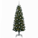 vidaXL Műfenyő gömbökkel 120 cm 150 LED Meleg fehér PE és PVC Green