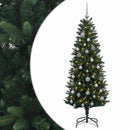 vidaXL Műfenyő gömbökkel 150 cm 150 LED Meleg fehér PE és PVC Green