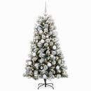 vidaXL Mű zsanéros karácsonyfa gömbökkel 150 cm 150 LED Meleg fehér