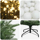 vidaXL Műkarácsonyfa gömbbel 150 cm 150 LED Meleg fehér PE és PVC Zöld