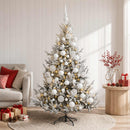 vidaXL Műkarácsonyfa gömbbel 120 cm 150 LED Meleg fehér PVC és fém