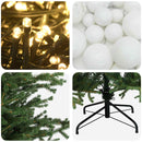 vidaXL Műkarácsonyfa gömbbel 150 cm 150 LED Meleg fehér PVC és fém