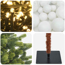 vidaXL Műfenyő gömbökkel 150 cm 150 LED Meleg fehér PVC és fém Zöld