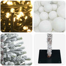 vidaXL Műfenyő gömbökkel 150 cm 150 LED Meleg fehér PVC és fém