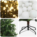 vidaXL Műfenyő gömbökkel 150 cm 150 LED Meleg fehér PVC és fém Zöld
