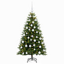vidaXL Műfenyő gömbökkel 150 cm 150 LED Meleg fehér PVC és fém Zöld