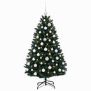 vidaXL Sötétzöld műkarácsonyfa gömbökkel 150 cm 150 LED Meleg fehér