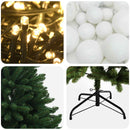 vidaXL Műkarácsonyfa középzöld gömbökkel 150 cm 150 LED Meleg fehér