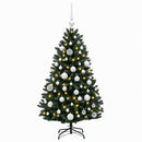 vidaXL Sötétzöld műkarácsonyfa gömbökkel 150 cm 150 LED Meleg fehér