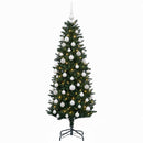vidaXL Műfenyő gömbökkel 120 cm 150 LED Meleg fehér PE és PVC Green