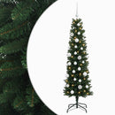 vidaXL Karcsú műkarácsonyfa gömbökkel 150 cm 150 LED Meleg fehér