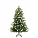 vidaXL Műfenyő gömbökkel 150 cm 150 LED Meleg fehér PVC és fém Zöld