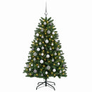 vidaXL Műkarácsonyfa középzöld gömbökkel 150 cm 150 LED Meleg fehér