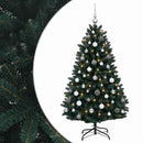 vidaXL Sötétzöld műkarácsonyfa gömbökkel 150 cm 150 LED Meleg fehér