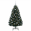 vidaXL Sötétzöld műkarácsonyfa gömbökkel 150 cm 150 LED Meleg fehér