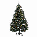 vidaXL Zöld műkarácsonyfa gömbökkel 150 cm 150 LED Meleg fehér