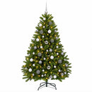 vidaXL Műkarácsonyfa világos zöld gömbökkel 120 cm 150 LED Meleg fehér