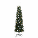 vidaXL Karcsú műkarácsonyfa gömbökkel 150 cm 150 LED Meleg fehér