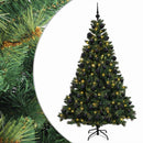 vidaXL Műfenyő gömbökkel 240 cm 300 LED Meleg fehér PVC és fém Zöld