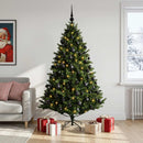 vidaXL Műkarácsonyfa gömbbel 210 cm 300 LED Meleg fehér PVC és fém